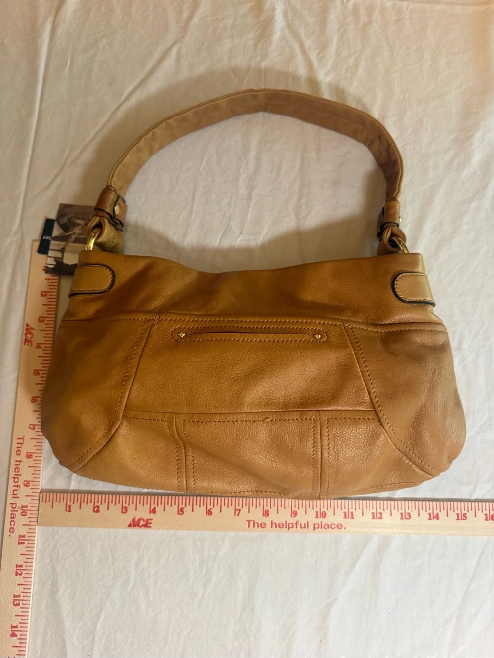 b. makowsky Cognac Leather Hobo with Gold Ring Detail